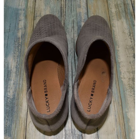 Lucky Brand Baley Ankle Boot Size 8.5 Gray Suede Perforated Fashion Booties - Picture 5 of 9
